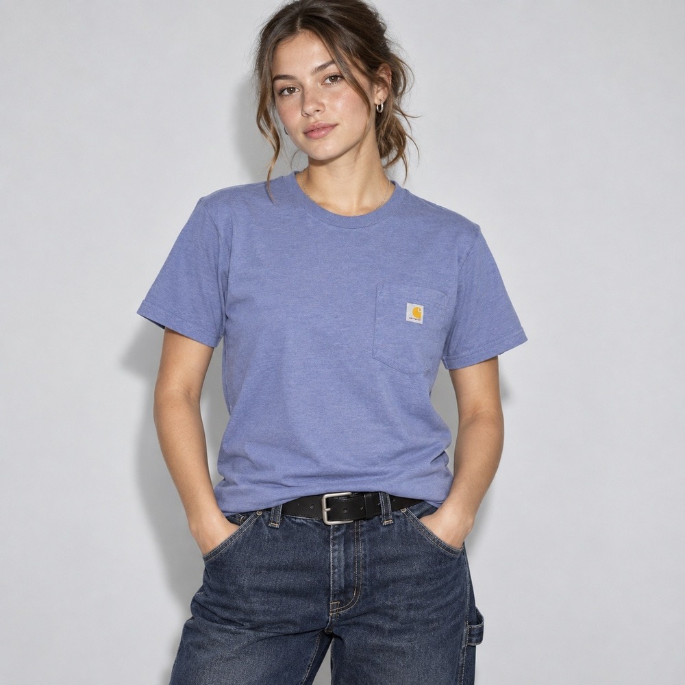 Carhartt Pocket T Shirt Womens Small Blue Lavender Loose Fit Workwear